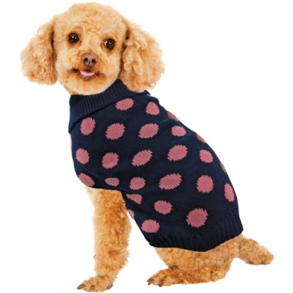 Fashion Pet Contrast Dot Dog Sweater Pink