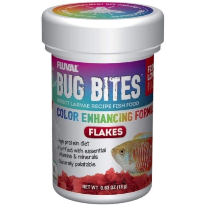 Fluval Bug Bites Insect Larvae Color Enhancing Fish Flake - 0.63 oz