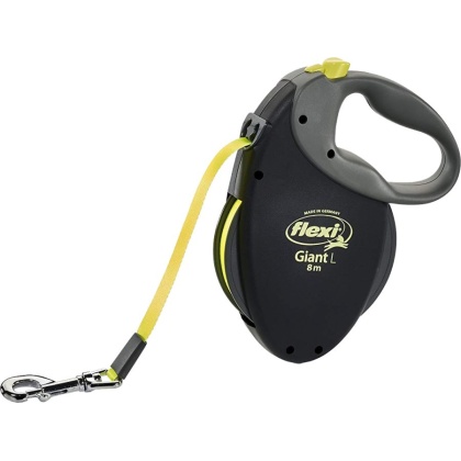 Flexi Giant Retractable Tape Dog Leash - Black / Neon