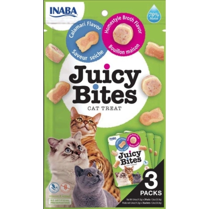 Inaba Juicy Bites Cat Treat Homestyle Broth and Calamari Flavor