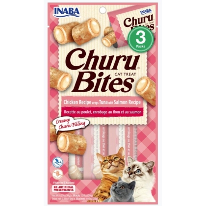 Inaba Churu Bites Cat Treat Chicken Recipe wraps Tuna with Salmon Recipe