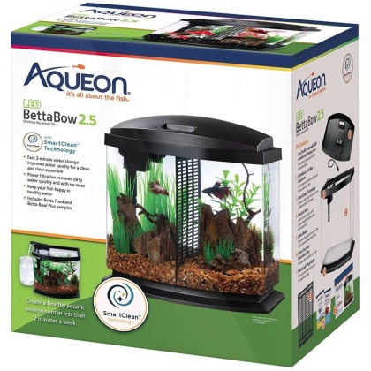 Aqueon LED BettaBow 2.5 SmartClean Aquarium Kit Black