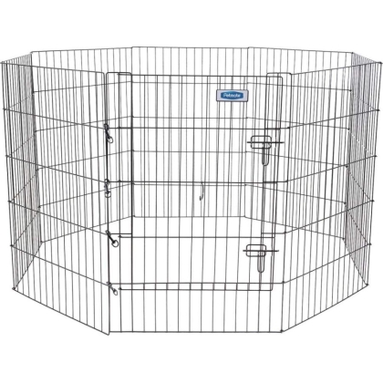 Petmate Exercise Pen Single Door with Snap Hook Design and Ground Stakes for Dogs Black