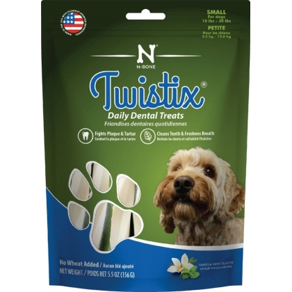 Twistix Wheat Free Dental Dog Treats - Vanilla Mint Flavor