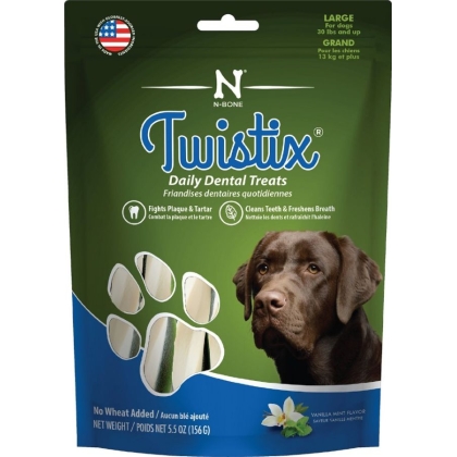 Twistix Wheat Free Dental Dog Treats - Vanilla Mint Flavor