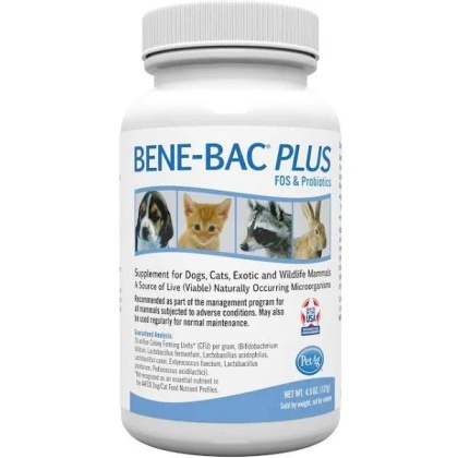 Pet Ag Bene-Bac Plus Powder Fos Prebiotic and Probiotic for Dogs, Cats, Exotic and Wildlife Mammals
