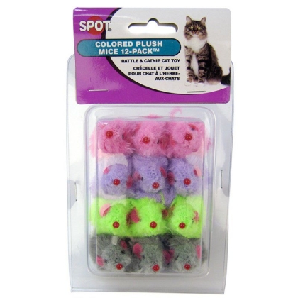 Spot Colored Fur Mice Cat Toys