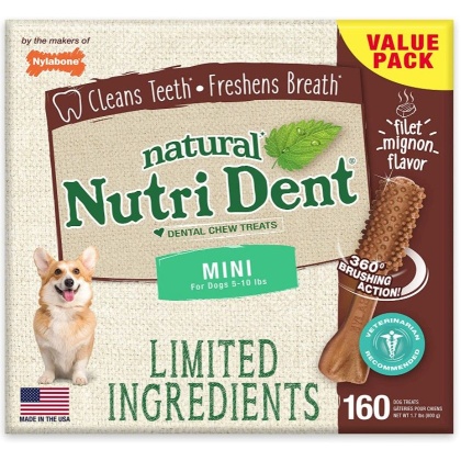 Nylabone Natural Nutri Dent Filet Mignon Dental Chews - Limited Ingredients