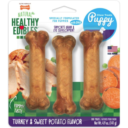 Nylabone Healthy Edibles DHA Puppy Chews - Turkey & Sweet Potato